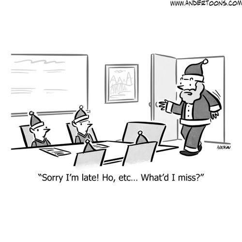 santas busy time of year business cartoon